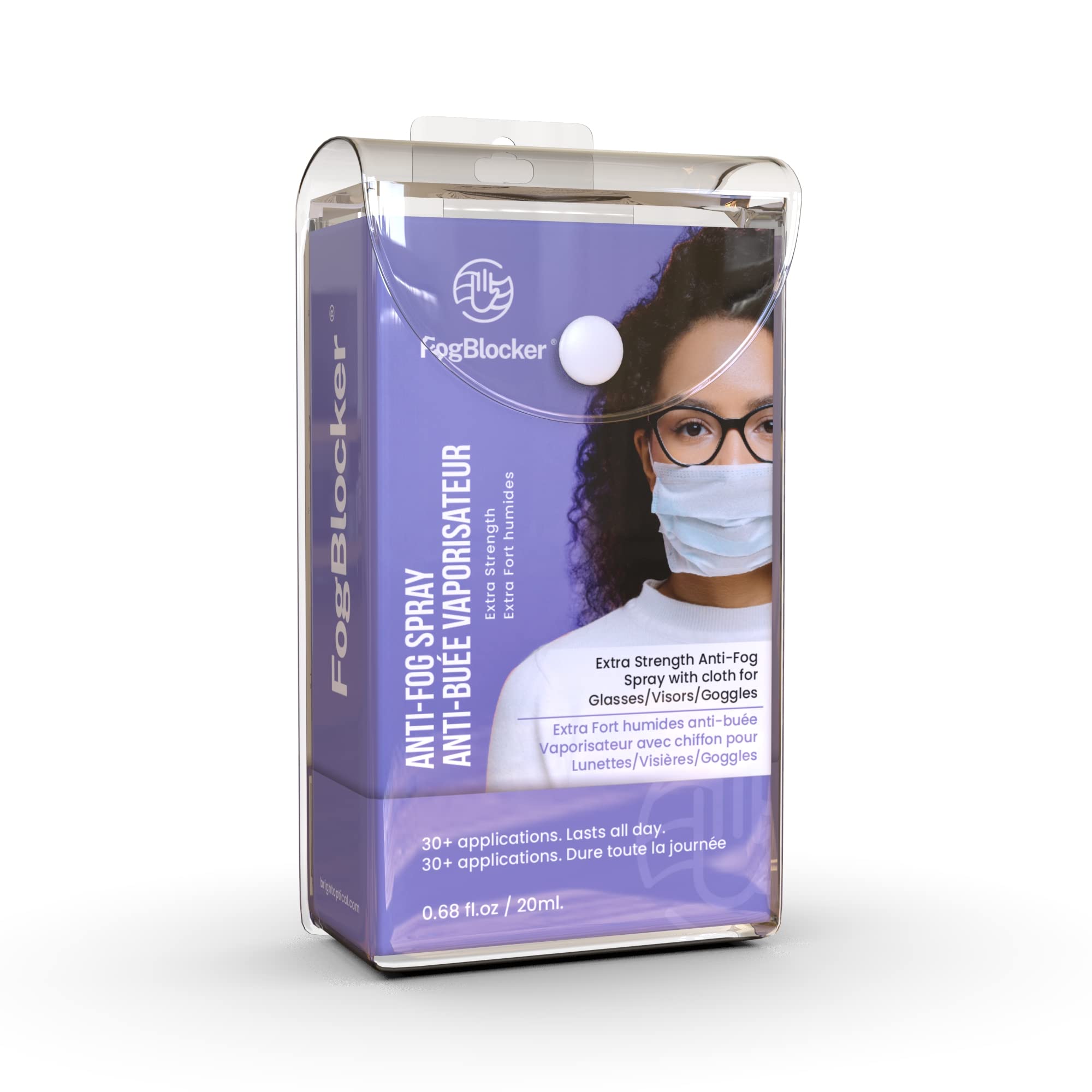 FogBlocker Extra Strength Anti-Fog Spray with Cloth for Glasses, Visors, Goggles