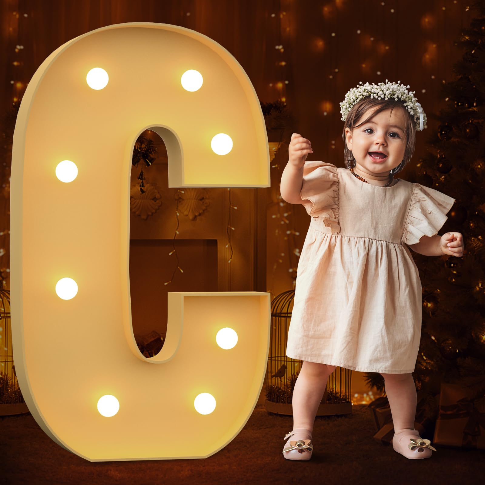 Tongjoy 3FT Marquee Light Up Letters, Large Marquee Letters, DIY Giant Letters for Baby Shower Birthday Party Backdrop Decorations, Light Up Letters for Wedding Decor, Kids' Mosaic Kits Letter C