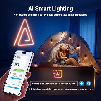 NEEWER 16.4ft/5m LED Strip Lights, Smart AI RGB IC Flexible Cuttable Neon Rope Light, App Control, Bedroom Gaming Room Indoor Home Classroom Wall Decor, Compatible with Google Assistant Alexa, NS02