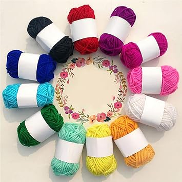 12 Acrylic Yarn Knitting Wool Crochet Yarn 12 Colors Mini Soft Yarn for Crocheting Beginner Hand Knit Supplies for Adults Handicraft DIY Doll Sweater Hats Scarves Shawls