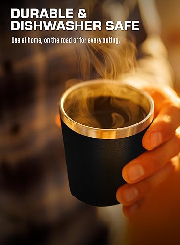 Miniatura 5 de COLETTI Scouts - Vasos de acero inoxidable, vasos de acero inoxidable, tazas de metal elegantes y elegantes, borde liso es más sanitario que los