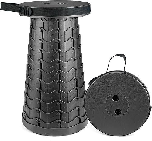 Hesanzol taburete telescópico portátil, 2 generación retráctil taburete para acampar, jardín, pesca, senderismo, viajes, barbacoa, capacidad de