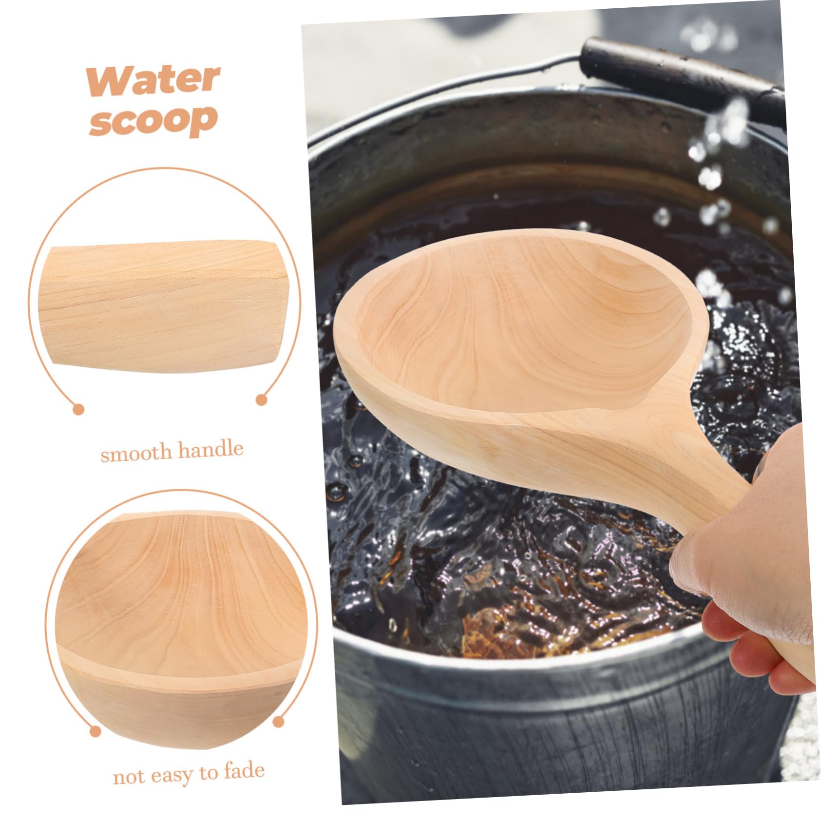 Amosfun 3 Piezas Cuchara De Madera Pala De Agua De Madera Cucharón De Agua De De Cocina Cuchara De Portátil De Para Restaurante Utensilios De Cocina