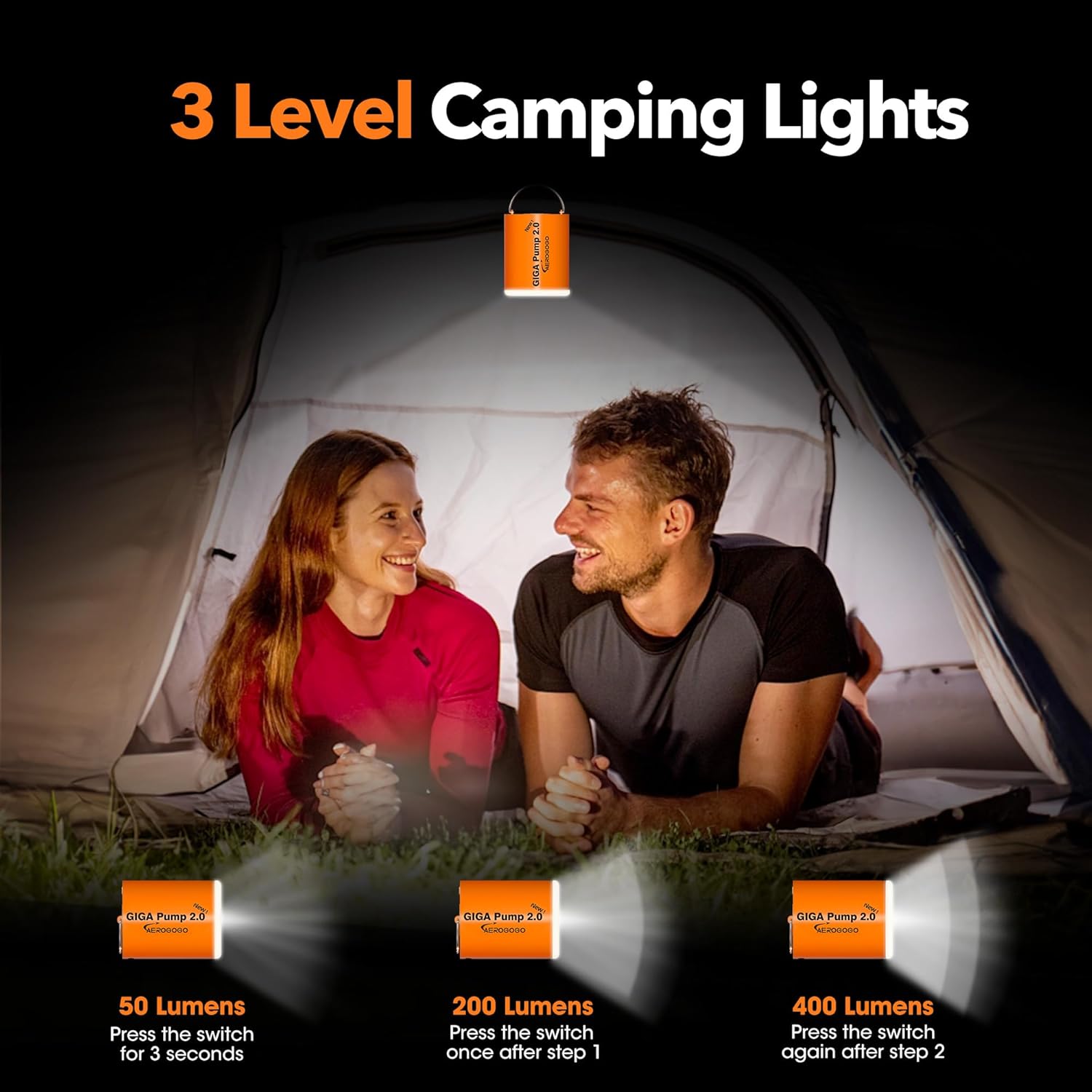 Portable Air Pump for Inflatables, 4kPa Mini Air Mattress Pump with Camping Light, 1300mah Battery Rechargeable Pump Inflator/Deflator for Swimming Rings, Air Mattress, Pool Float, Vacuum Bags - Image 4