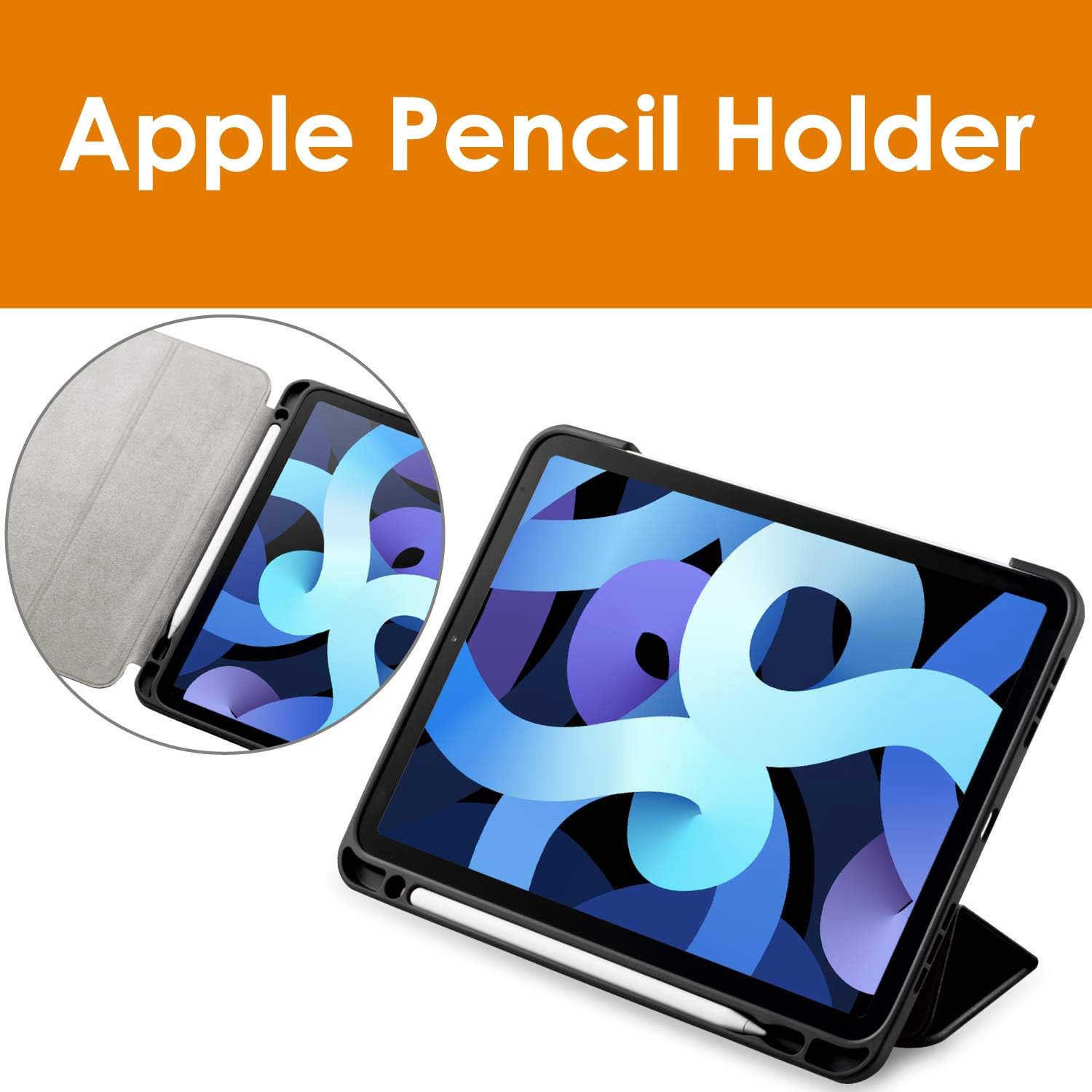 ELECOM iPad Air Case 8th Generation 2019/2020 10.2" Lightweight Soft Leather Shell Stand Cover Auto Wake/Sleep 2 Adjustable Angles with Stylus Holder (TBWA19RWVSABK)