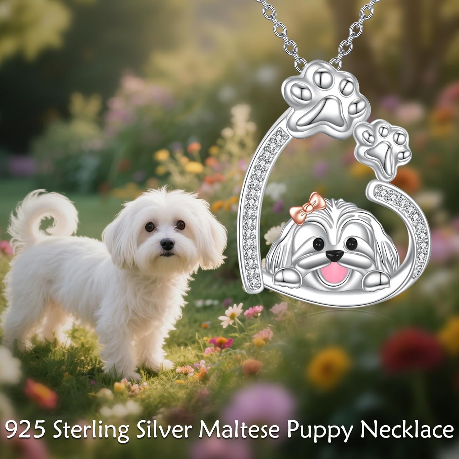 YAFEINI Maltese Dog Necklace 925 Sterling Silver Dog Pendant Necklace Cute Maltese Jewelry Pet Lover Gifts for Women Mom - Image 4