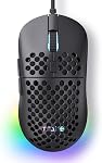 TMKB Falcon M1 Wireless Gaming Mouse, 24000DPI Optical Sensor, 180Hrs Battery, Lightweight, 6 Programmable Buttons, RGB Strip, 2.4G/BT5.2/USB-C Wired for PC/Mac/Laptop - Matte White
