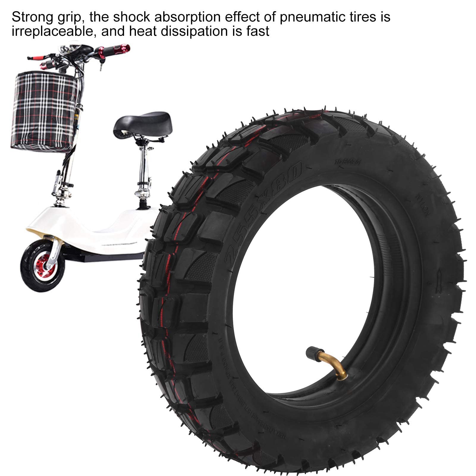 255X80 Pneumatico D'Aria Pneumatico Esterno per Scooter Elettrico 10X Dualtron KuGoo M4 Upgrade 10 Pollici Pneumatico Fuoristrada,90 Gradi