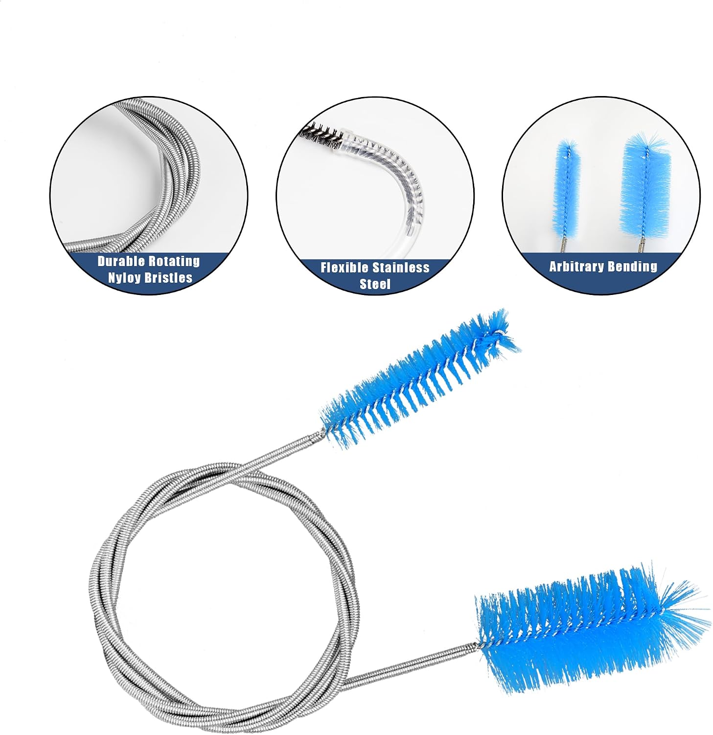 12Pcs Glass Tube Pipe Cleaners Brush Kit,Long Nylon Straw Brush