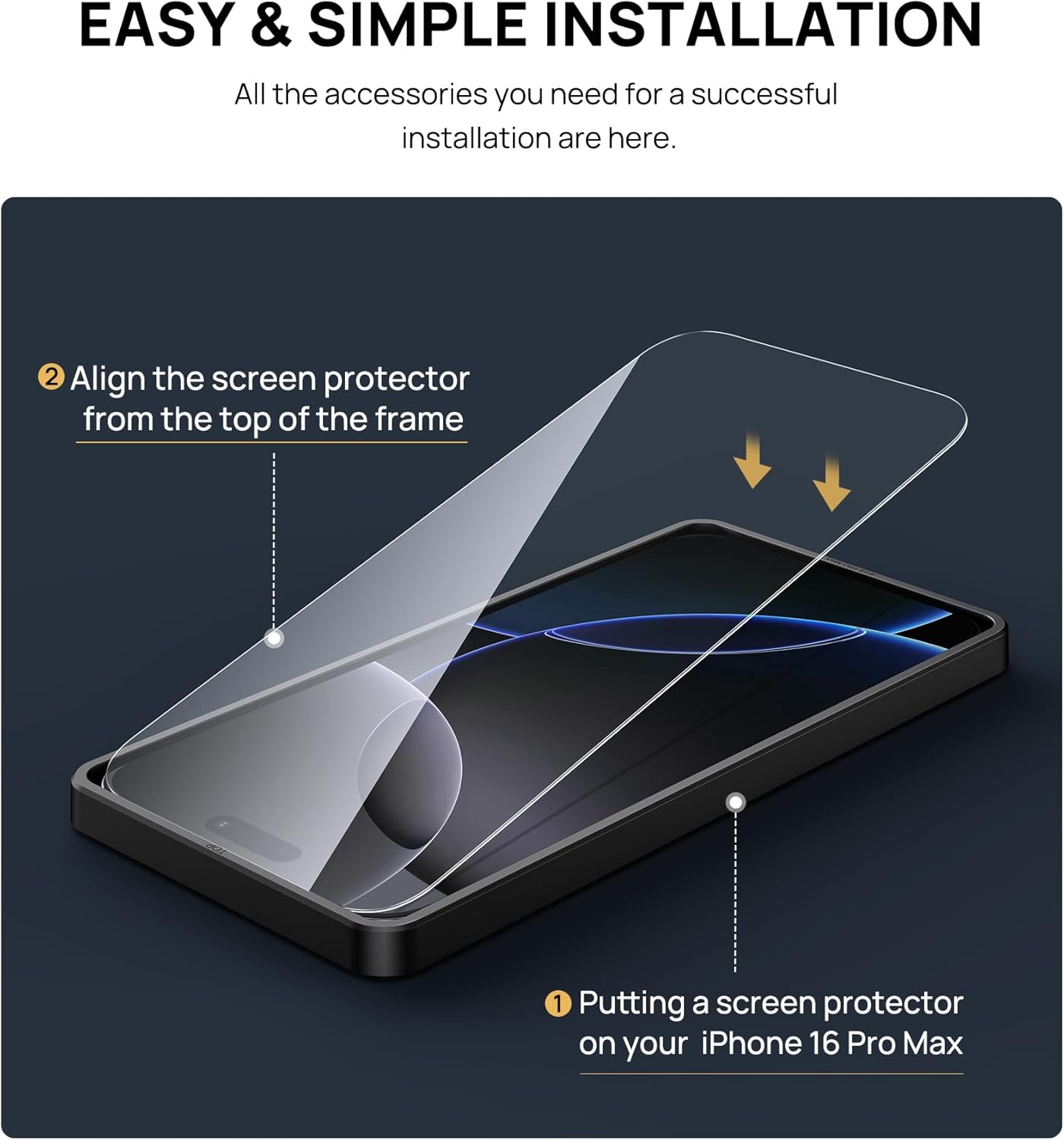 SSLOTSCASE for iPhone 16 Pro Max Case with Screen Protector [2 Pack] [9H Hardness] & Stand & Credit Card Holder, Military Grade Shatterproof, Easy Installation, HD Clarity Durable Anti-Scratch