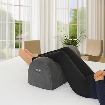 Contoured Leg Rest Wedge with Vibration Massage & Heat | Leg Elevation Wedge Pillow with Heat & Vibration Massage, Ergonomic Support for Back, Hips, Knees & Relaxation