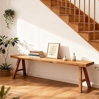 CANYIHB Rustic Solid Wood Narrow Entryway Bench with Storage Shelf - Farmhouse Vintage, 31.5x10.2x17.7in, 400lbs Capacity