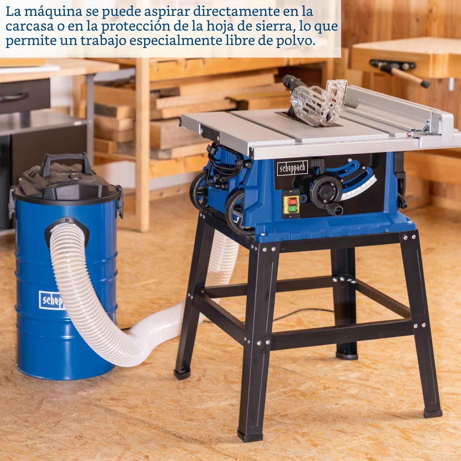 Sierra de mesa HS105 Scheppach - 230V 50Hz 2000W - 10'' marca CEVIK | Altura de corte 75 mm | Inclinable 45° | Ampliación 640x920mm | Guía de corte transversal y guía paralela incluida