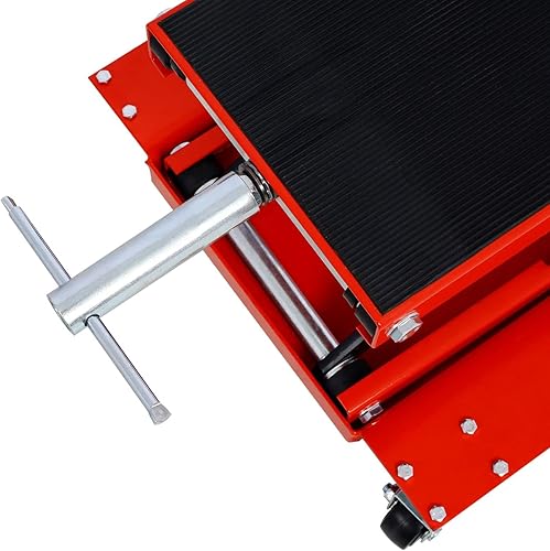 Miniatura 5 de FRITHJILL Elevador de tijera de motocicleta de 1100 libras de ancho con rueda, estante portátil ajustable para motocicleta