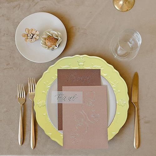 Miniatura 6 de Spsyrine Plato de carga amarillo claro, 13 pulgadas de plástico en relieve para cena, juego de 6 elegantes decoraciones para bodas, cenas, eventos