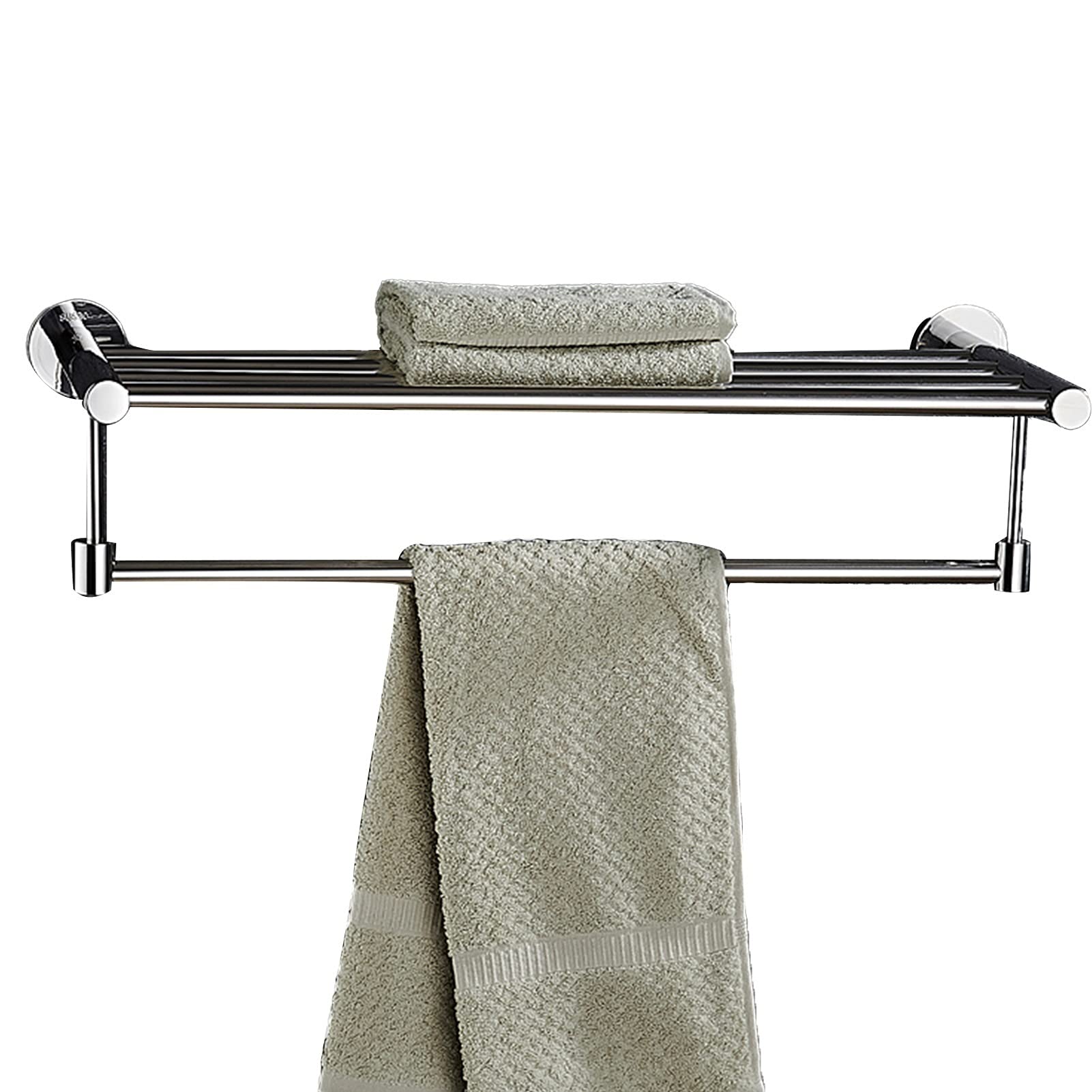 Toallero de baño con estantes de almacenamiento de acero pulido brillante de 60cm