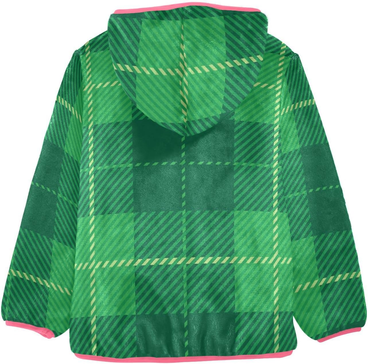 GuoChe Green Twill Weave Plaid Sherpa Jacket