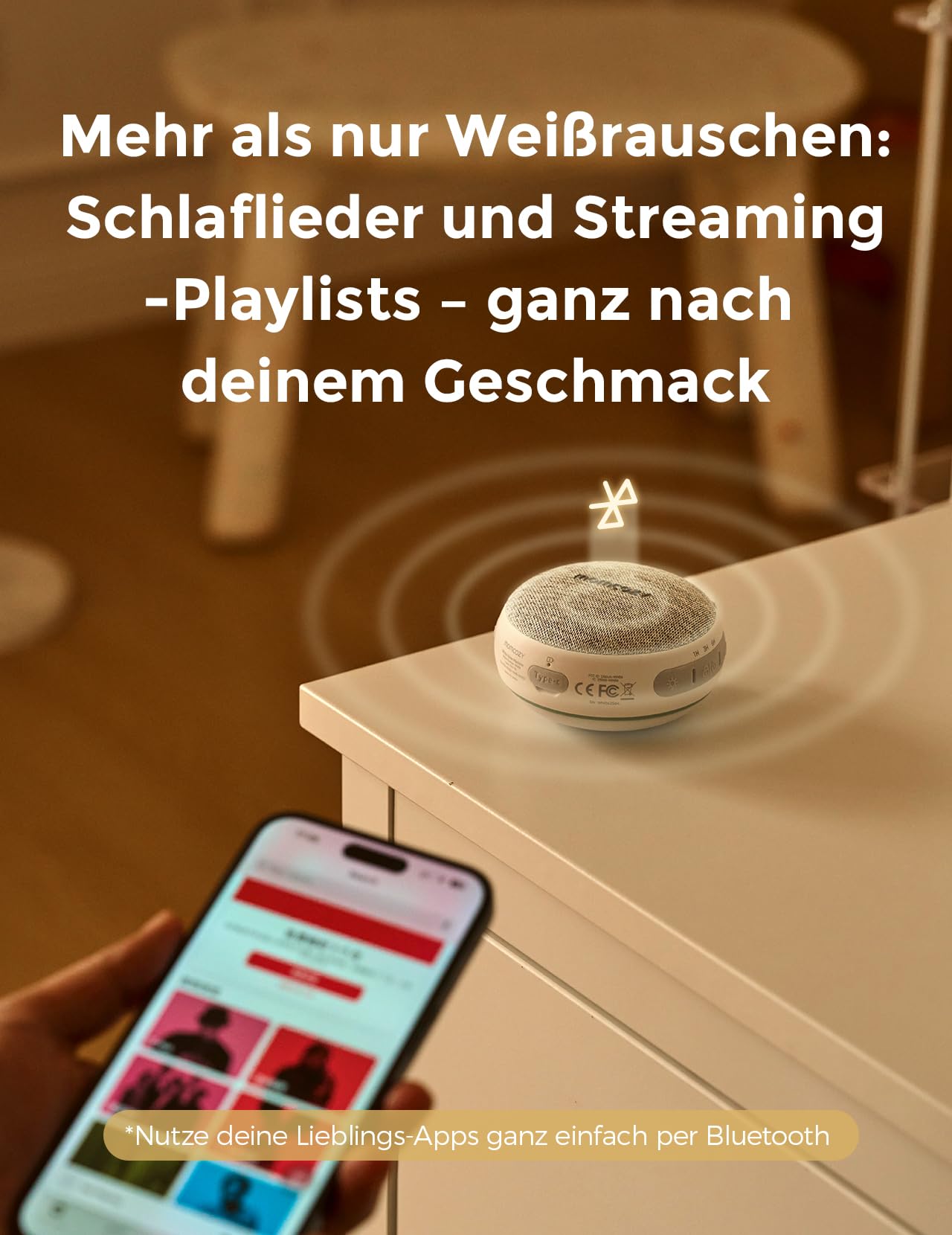 Momcozy Tragbare Soundmaschine mit Nachtlicht, weißes Rauschen Soundmaschine für Baby, 20 beruhigende Geräusche, Klangtherapie, langlebige Leistung, Timer, Clips am Kinderwagen, Babyparty-Geschenke