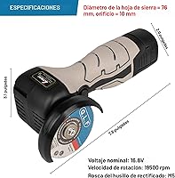 Vista 6 de Kit de amoladora angular de cepillo inalámbrico, mini herramienta de molienda angular eléctrica de 19500 rpm con 2 baterías de 16.8 V 2000 mAh y 5