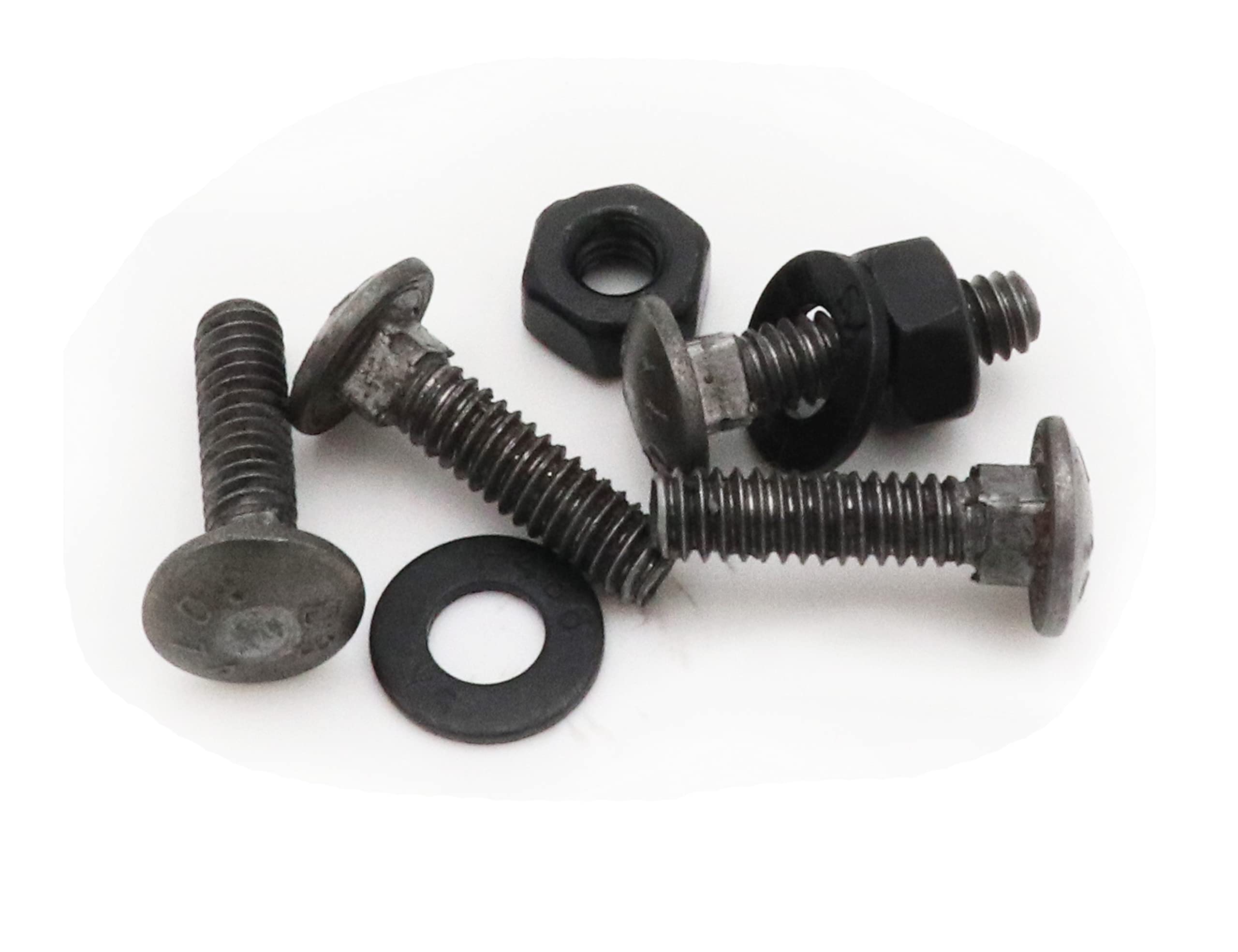 LBY 15 Sets 1/4-20 X 1 Inch Carriage Bolts, Round Head Square Neck With Hex Nuts & Flat Washers, 45# Steel, Black Finish