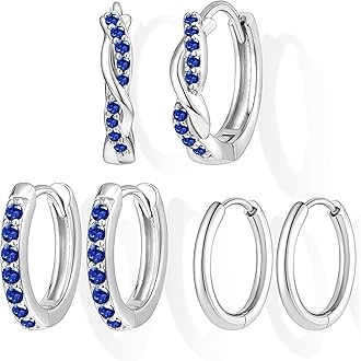 Inerney 14K Gold Plated Huggie Hoop Earrings for Women, Small Sterling Silver Earring Set Hypoallergenic Cartilage Helix Stacks, Mini Dainty Cute Trendy Birthstone Jewelry Gift for Multiple Piercings