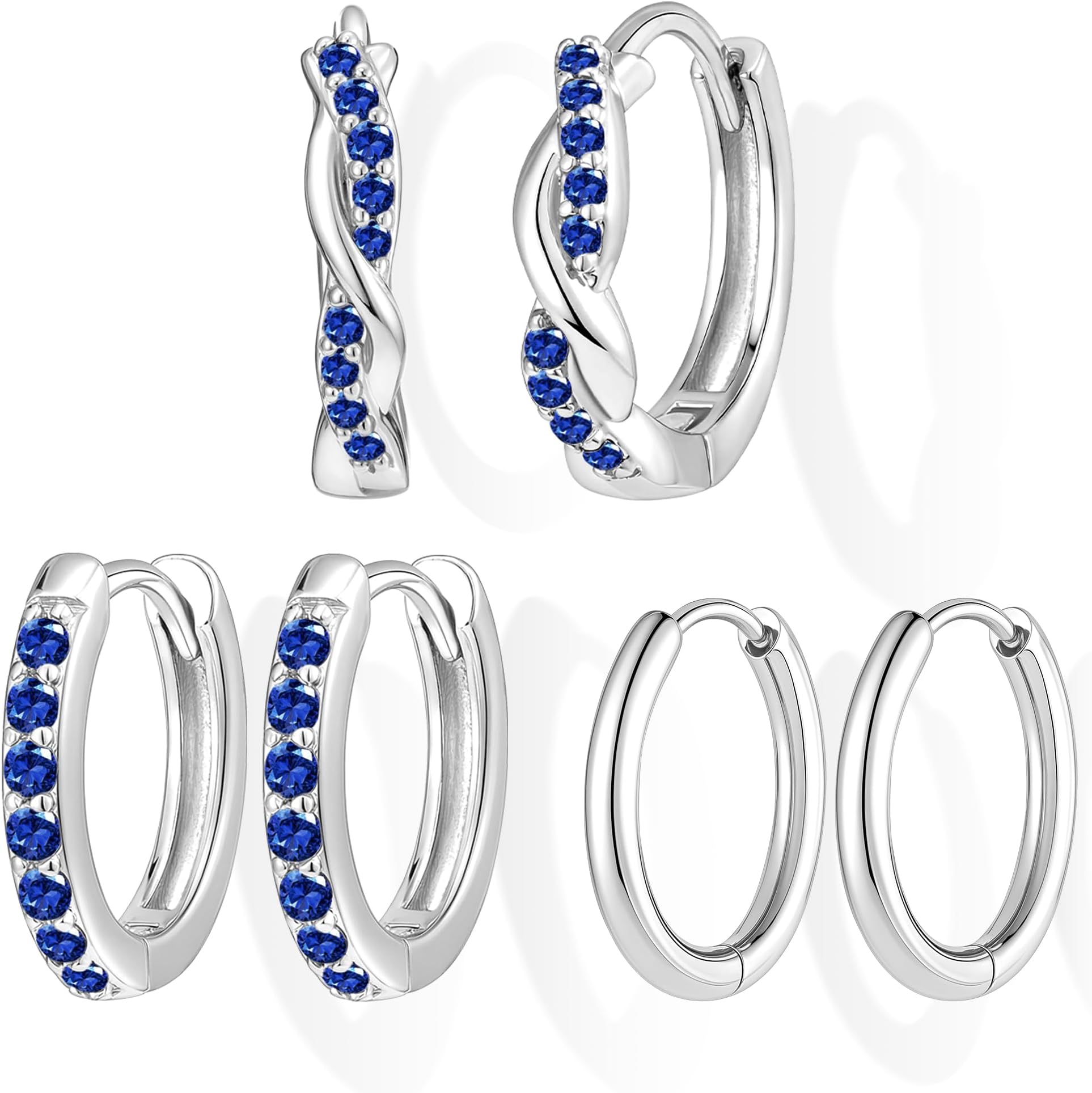 14K Gold Plated Huggie Hoop Earrings for Women, Small Sterling Silver Earring Set Hypoallergenic Cartilage Helix Stacks, Mini Dainty Cute Trendy Birthstone Jewelry Gift for Multiple Piercings