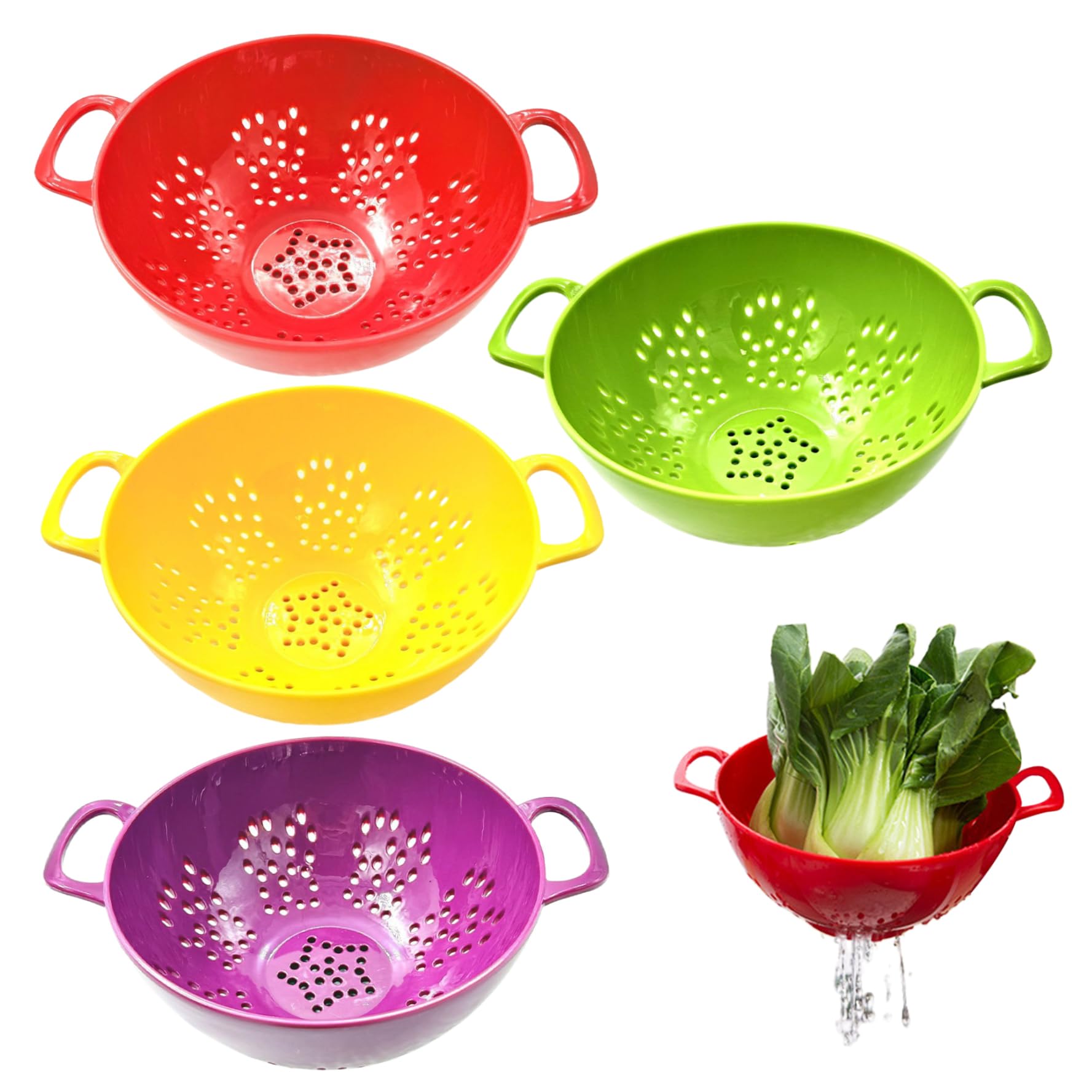 Kleines Sieb, 4-teiliges kleines Kunststoff-Sieb-Set mit Doppelgriff, Lebensmittelsieb, 19, 1 x 14, 7 cm, spülmaschinenfester Abflusskorb für Obst und Gemüse Küche, Haushalt & Wohnen