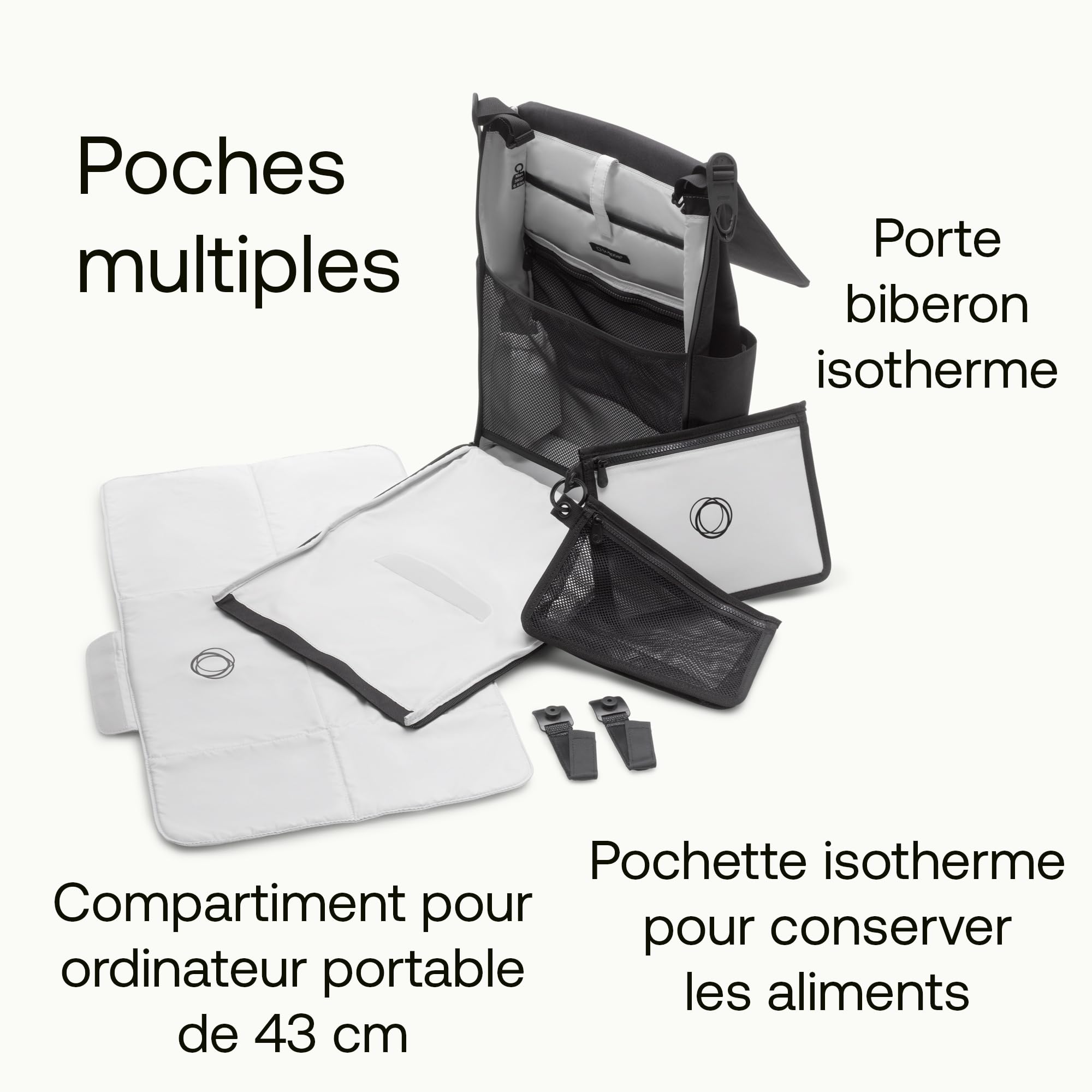 Bugaboo Sac à dos à langer, sac durable fabriqué à partir de matériaux recyclés, hydrofuge, facile à nettoyer, comprenant un matelas à langer et un porte-bouteille isotherme, Midnight Black