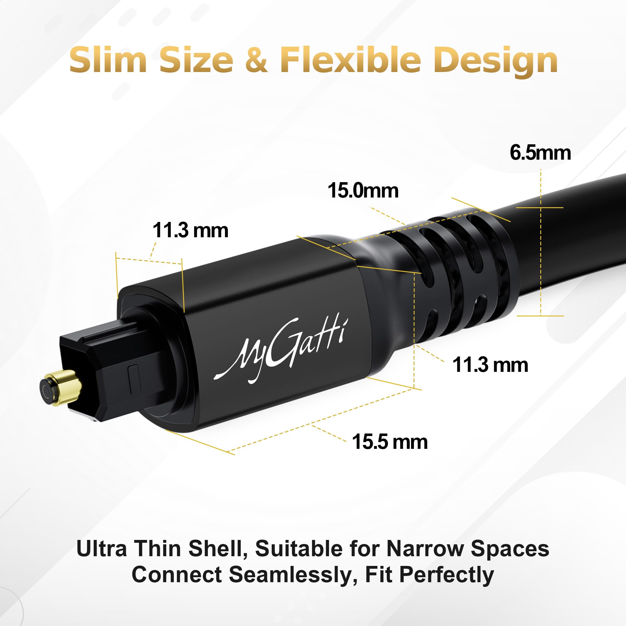 Câble Optique Audio 15m, Toslink Câble Audio Numérique (S/PDIF, Dolby DTS Sound), Cable Fibre Optique pour Home Cinema, Barre de Son, PS4/Xbox One, TV, Amplificateur etc +5 Attaches de Cable