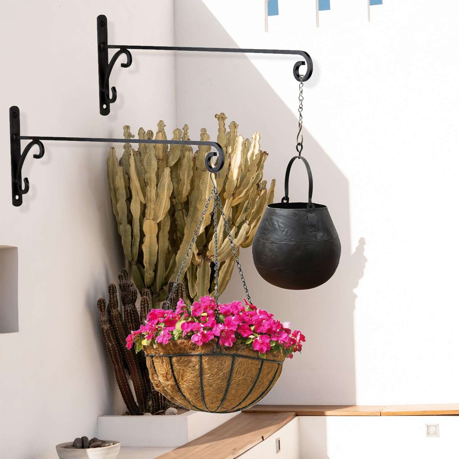 Lot de 2 crochets muraux pour suspensions florales « Tarmo » 50 cm