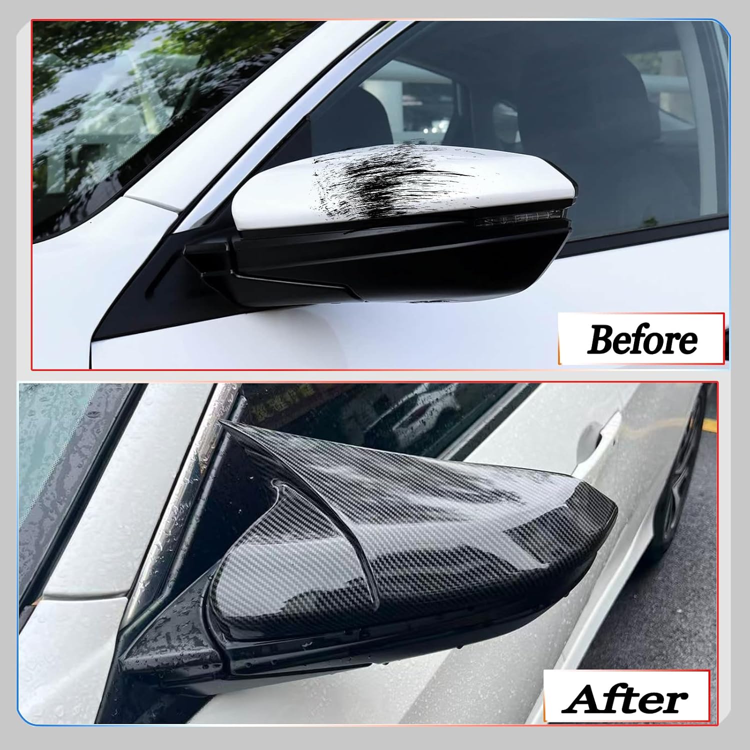 Side Mirror Cover,for Honda Civic 2016 2017 2018 2019 2020 2021, Carbon Fiber Side Rear Mirror Covers Body Kit Accessories for Cars