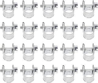 20pcs Hose Clamp Fuel Injection Clamps Stainless Steel Bolts Fuel Water Pipe Clip Fuel Injection Hose Clip Fuel Line Clamps Fuel Injection Line Clamps Suite Galvanized Iron Vacuum