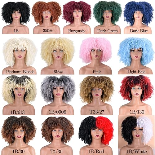 Miniatura 3 de Pelucas rizadas tipo afro para mujeres negras, pelucas rizadas de 12 pulgadas hechas a máquina, pelucas rizadas Afro Bomb de aproximadamente 9.88
