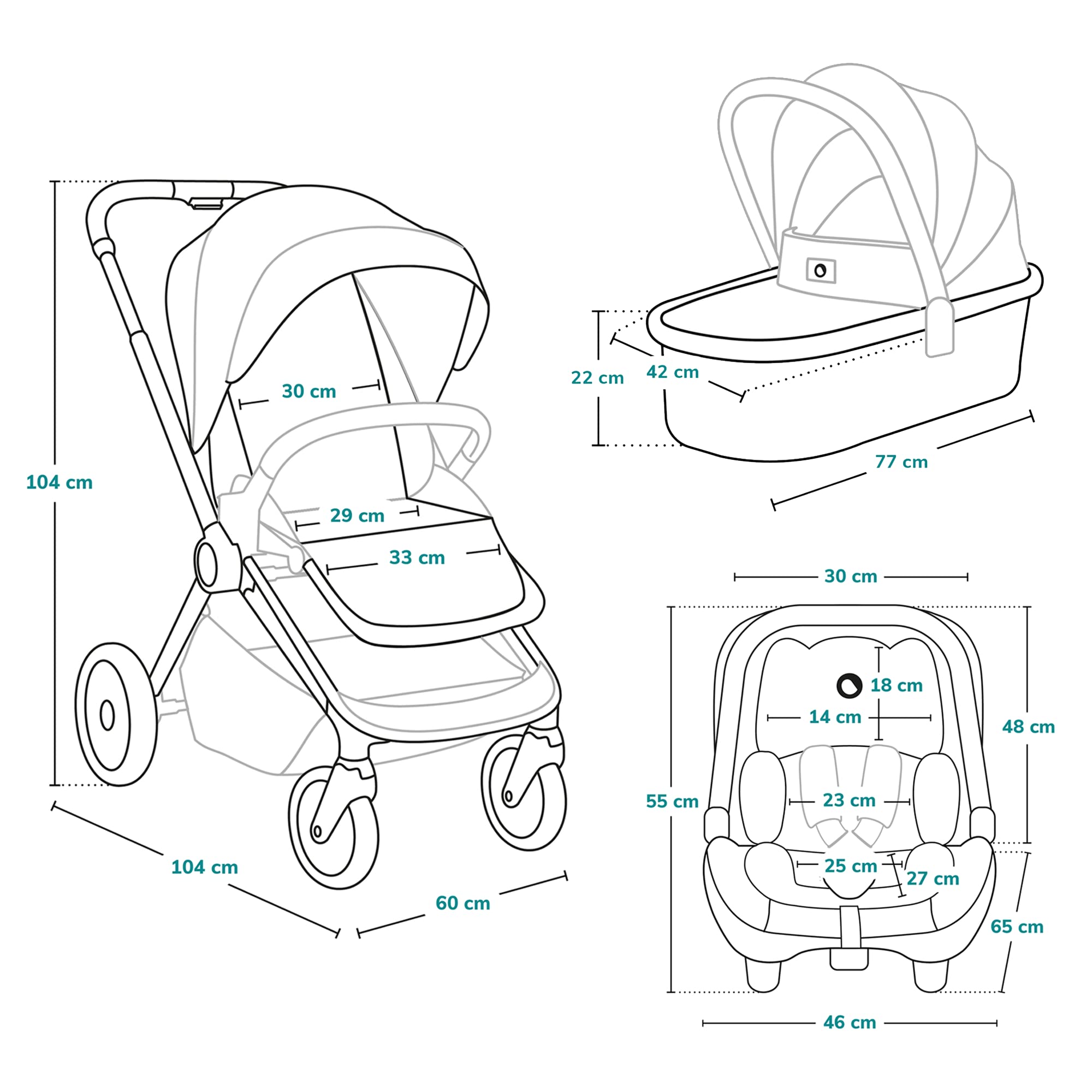 LIONELO Mika cochecito de bebé 3 piezas, coche de bebé 3 en 1, carrito para bebé, carro bebé 3 piezas el conjunto, silla de paseo, capazo y silla de coche