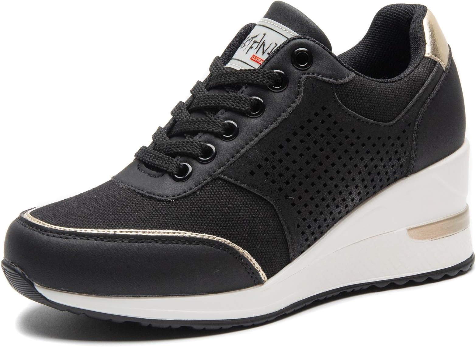 CestfiniHigh Heeld Wedge Sneakers for Women - Ladies Hidden Sneakers Lace Up Shoes, Best Chioce for Casual and Daily Wear