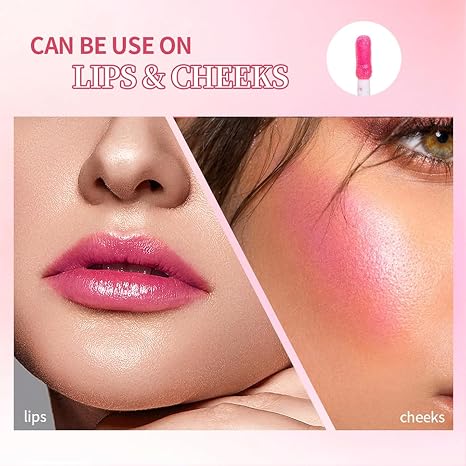 Pink Lip Serum Plumper - Colour Changing Lip Gloss for Plump Lips Hydrating Lip Oil and Lipstick for Women with Radiant Shine