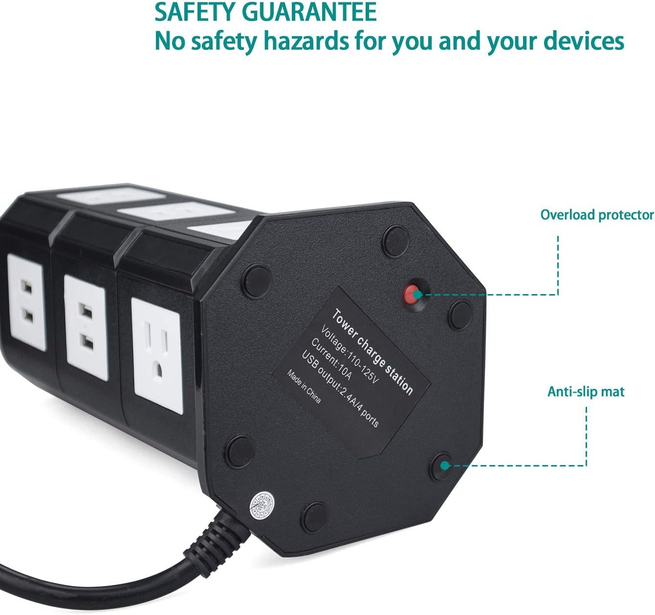 80% оƒƒ Dіѕсоunt Maximm Smart Power Plug Surge Protector Power Strip Tower 4 AC Outlets + 21 USB Ports, Desktop Charging Station Multiple Plug Outlets with 6.5 feet/2M Long Power Cord 110V Outlet Tower (Black)