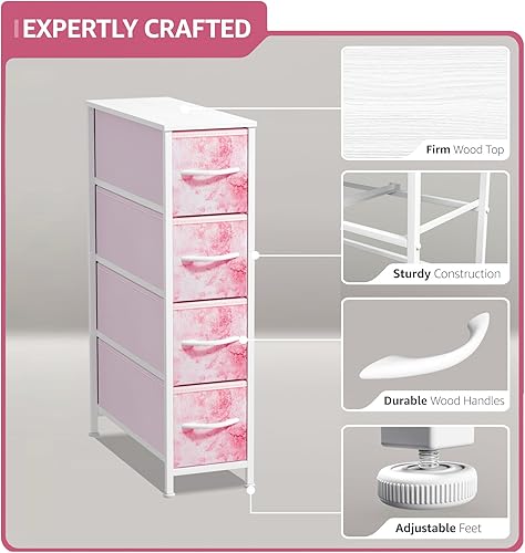 Miniatura 83 de Sorbus Torre estrecha con 4 cajones – Almacenamiento vertical para dormitorio, baño, lavandería, armarios y más, marco de acero, parte superior de
