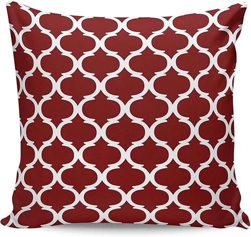 Throw Pillow Covers Decorative Pillow Cover 24x24 Inch Mid Century Art Geometric Morocco Stripes Wine Red Velvet Square Pillowcase Soft Cushion