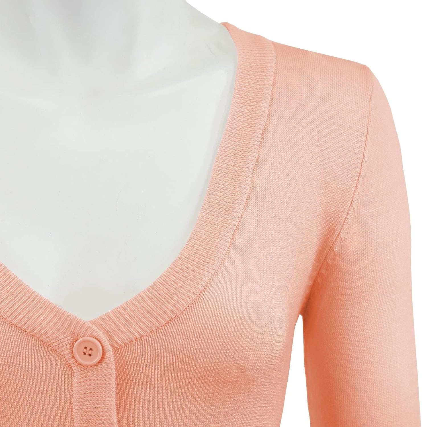 YEMAK Women's Cropped Bolero Cardigan – 3/4 Sleeve V-Neck Basic Classic Casual Button Down Knit Soft Sweater Top (S-4XL) - Image 3