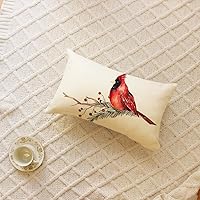 Vista 3 de Ogiselestyle Fundas de almohada con diseño de cardenal de Navidad, 12 x 20 pulgadas, para Navidad, invierno, vacaciones, funda para sofá
