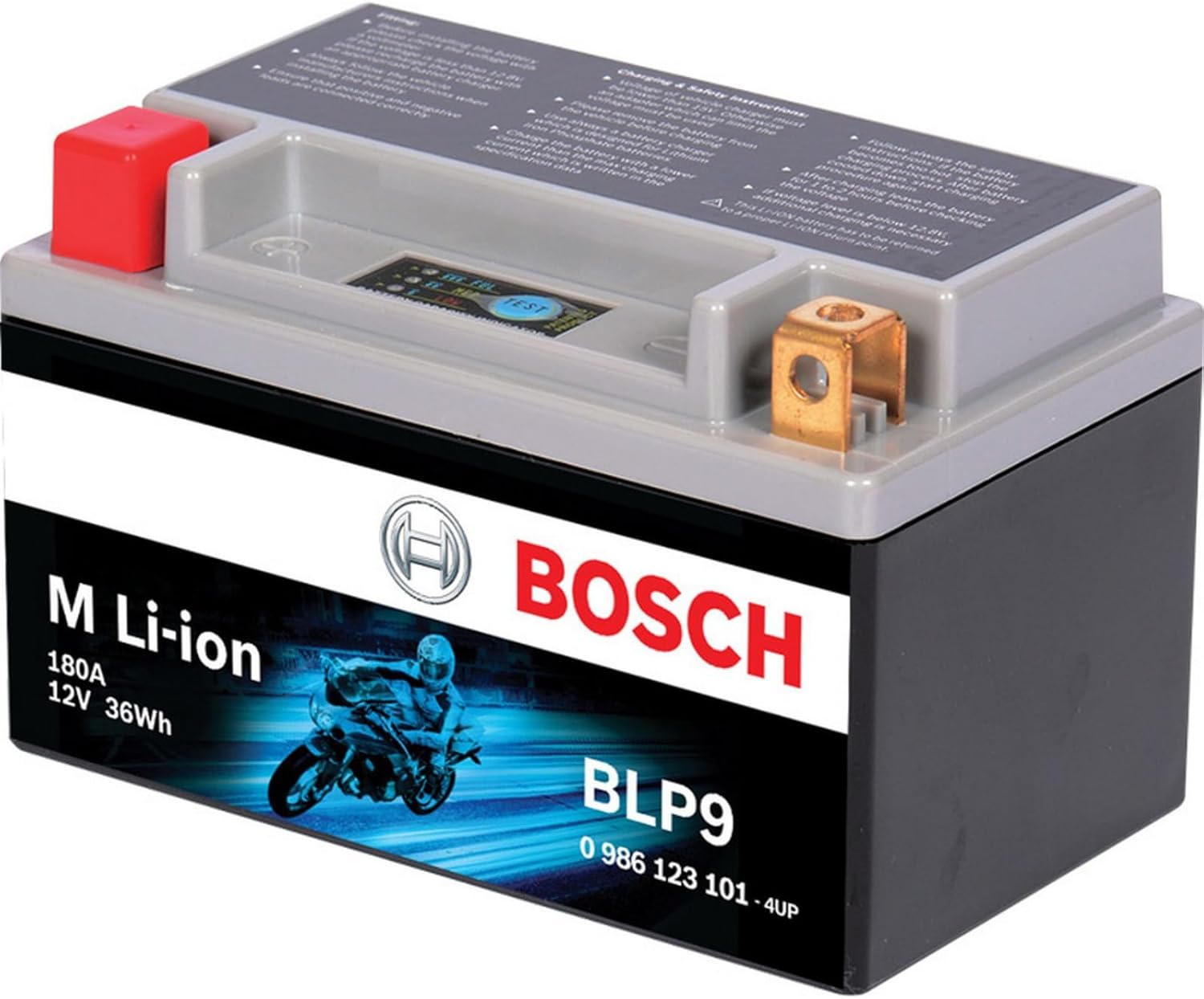 BOSCH BLP9 - Group 9-12V Lithium Battery - Powersport Li-ion Phosphate - 120A for Motorcycles, ATV/UTV, Snow Mobiles, Personal Watercrafts, Scooters and Jet Skis - 5.91″ x 3.43″ x 4.13″