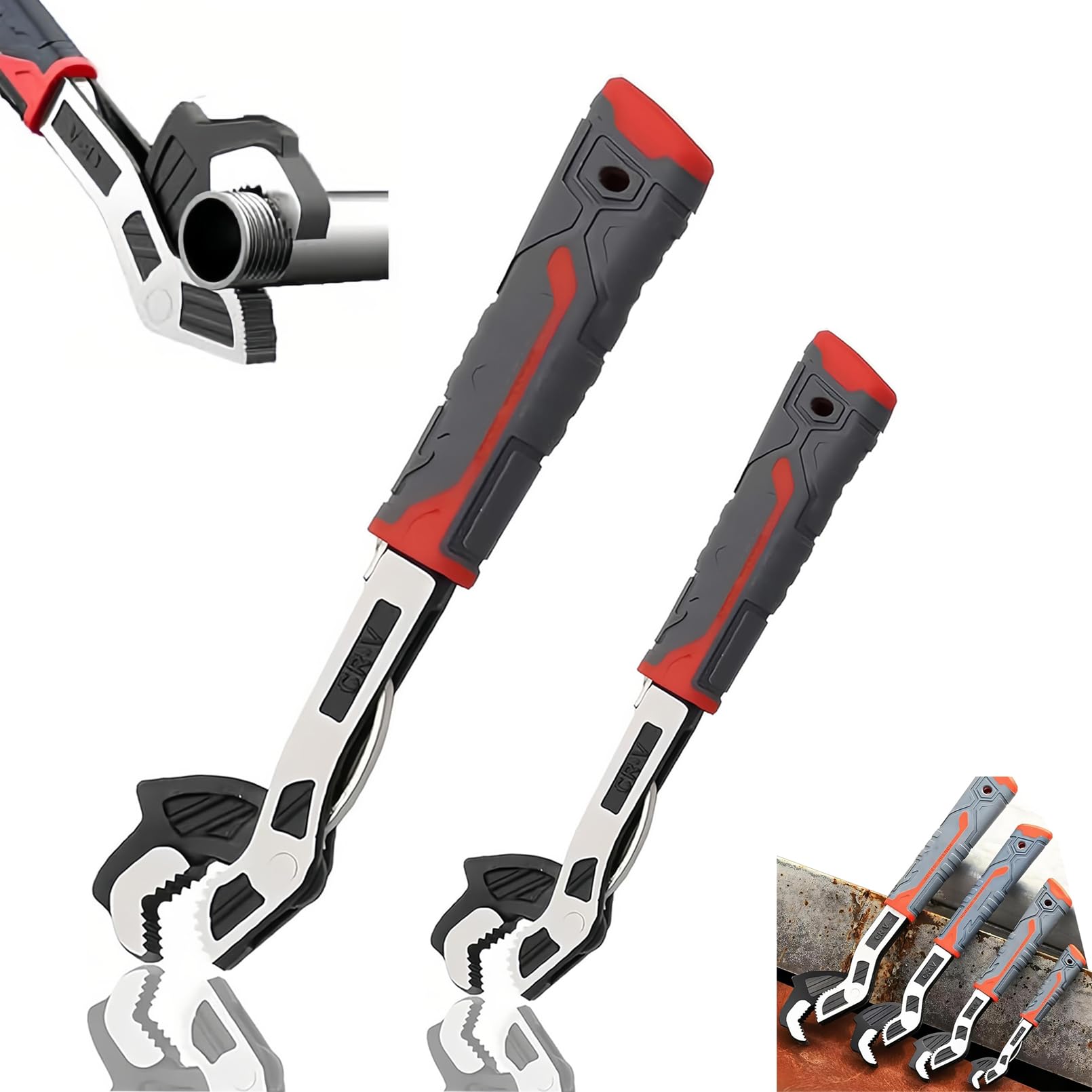 Self Adjusting Pipe Wrench, Multifunctional Self Locking Wrench Set, Self Locking Adjustable Wrench Quick Multi-Function Self-Adjusting, Heavy Duty