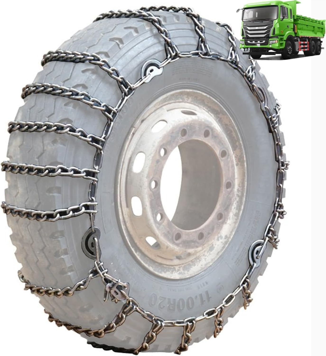9mm Set of 2 Tire Chains for Suv ATV and Pickup Trucks Slip Snow Traction Chains Durable Manganese Emergency Grip for Icy Roads 9.5R17.5 2pcs 265/70R19.5