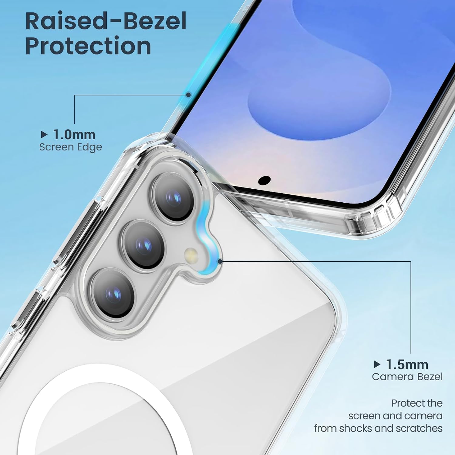 for Samsung Galaxy S25 Plus Case Clear, [Wireless Charging][Anti-Yellowing][Military-Grade Protection] Shockproof Slim Magnetic Phone Sleeve Case for Samsung Galaxy S25 Plus, Transparent