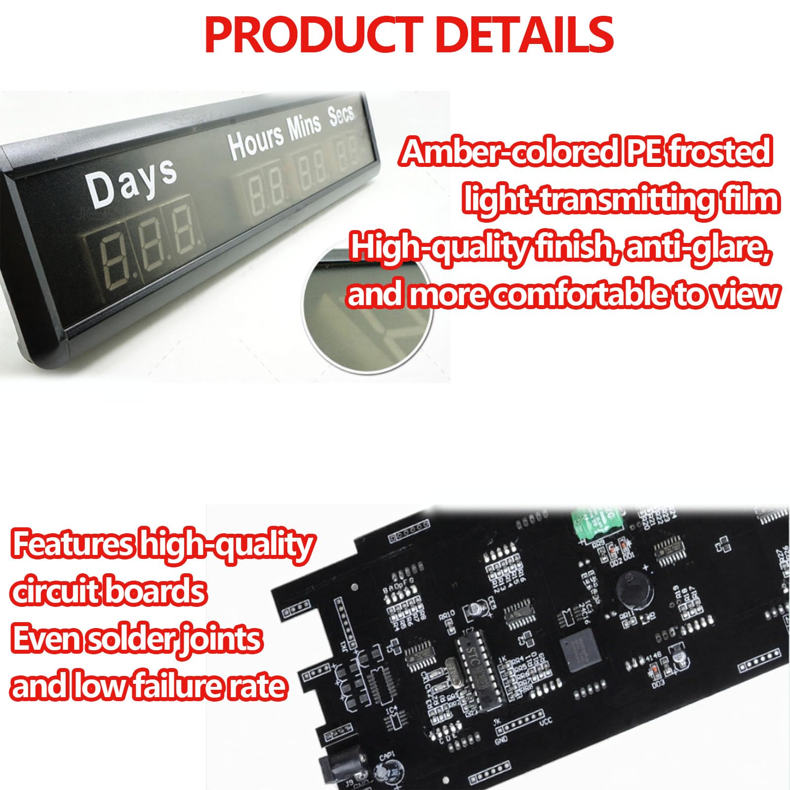 Timer Digitale A Led Con Conto Alla Rovescia/avanti, Visualizzazione Di Giorni, Ore, Minuti, Secondi E Massimo Fino A 1000 Giorni, Telecomando, Luminosità Regolabile, Memoria Allo Spegnimento,