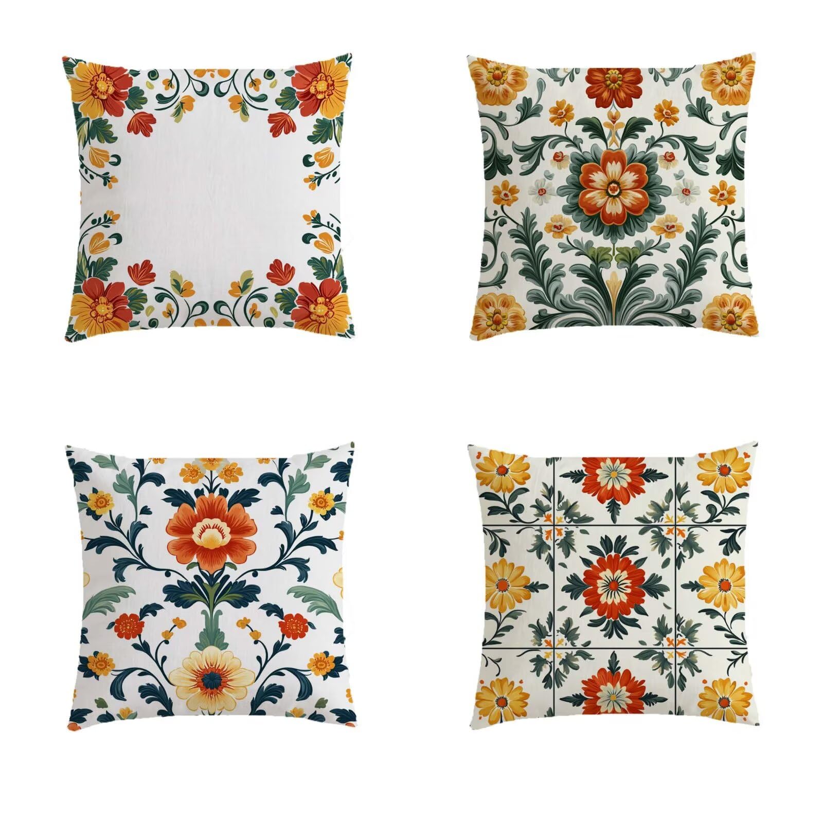 Housse de coussin de salon de jardin exterieur 50x50 cm turquoise lot de 4 taies carré lin