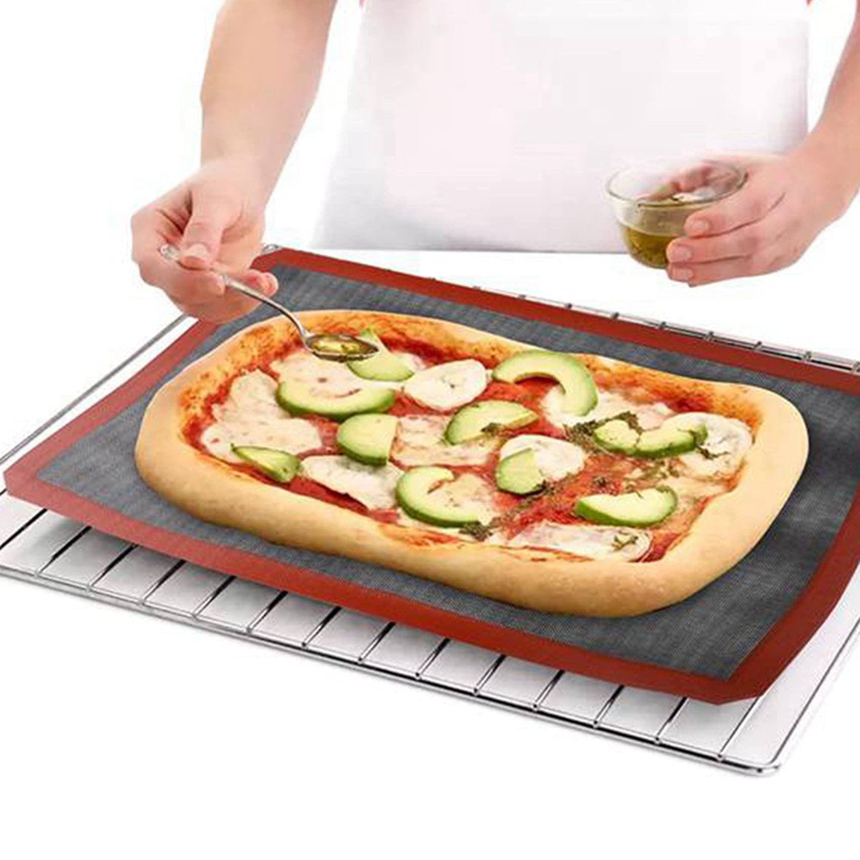 Lot de 8 tapis de cuisson perforés en silicone antiadhésif pour four