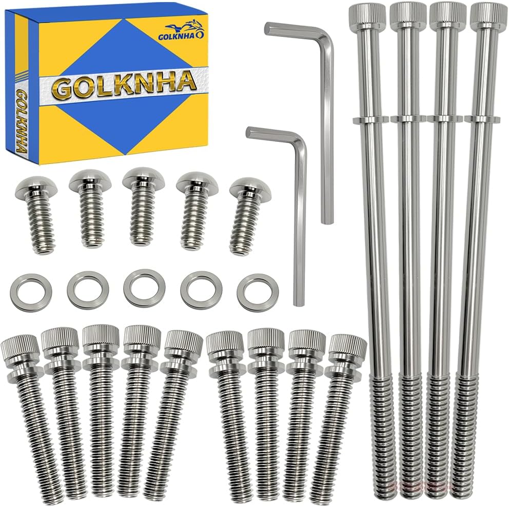 Titanium Clutch Primary Cover Bolt Kit for Fat Bob, Softail, Road King, Fat Boy, Deluxe OEM #1062 4813A 1755