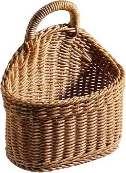 Ochine 1 Pack Hanging Basket Woven Wall Baskets Hanging Storage Basket Woven Shelf Basket Storage Bin Plant Basket Small Woven Storage Basket with Handle Decorative Basket for Home Office Organizing